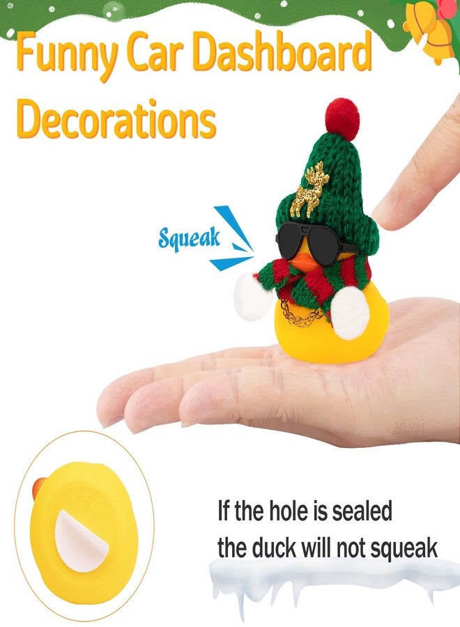 wonuu Christmas Rubber Duck Car Ornaments Car Decorations Christmas Accessories Elk Hat Scarf and Necklace, Green-Green Scarf - Image 5